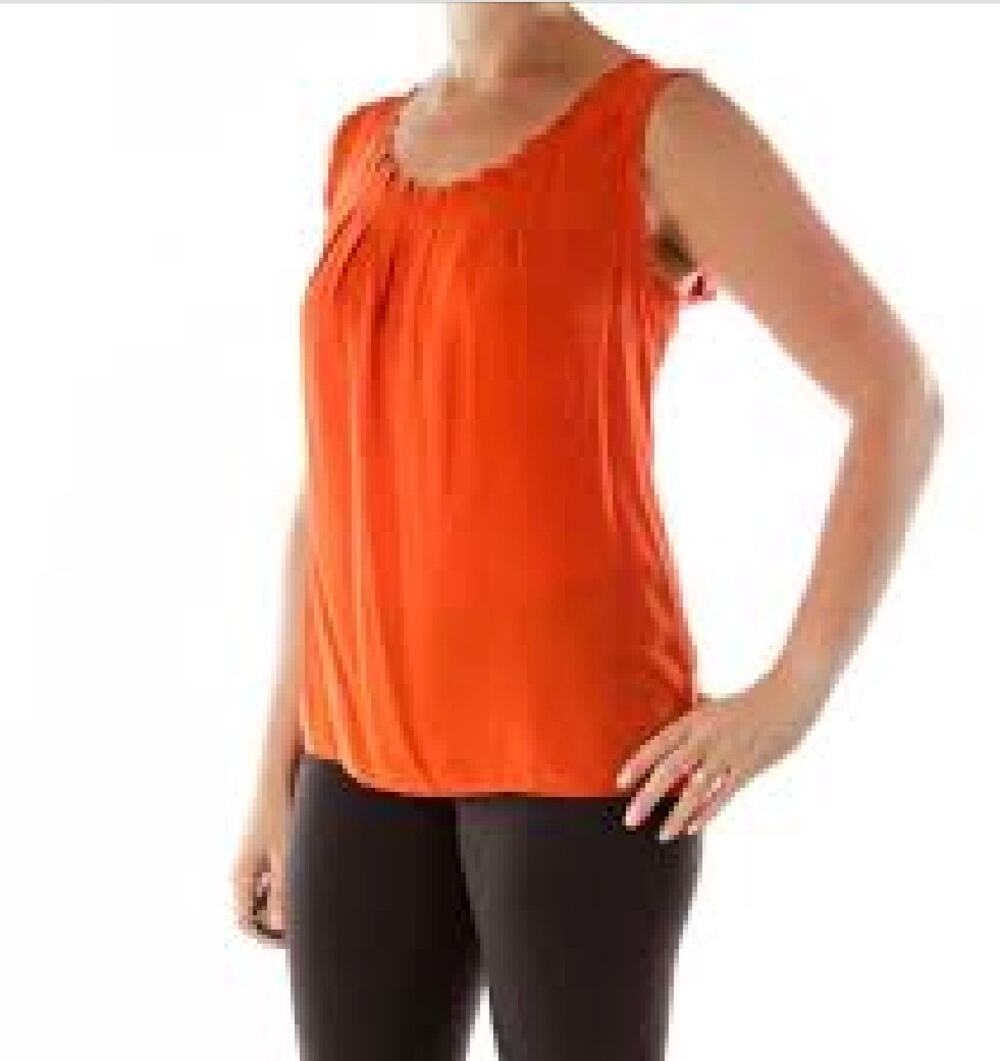 Tory Burch Womens 6 Orange Silk Sleeveless Pleated Designer Dress Blouse Top
